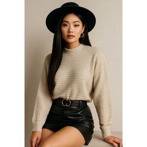 Style & Co Size Large Macy Womens Dolman Sweater Pebble Cream